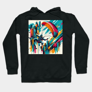 Metro Glide: Parachute Leap Above the City Hoodie